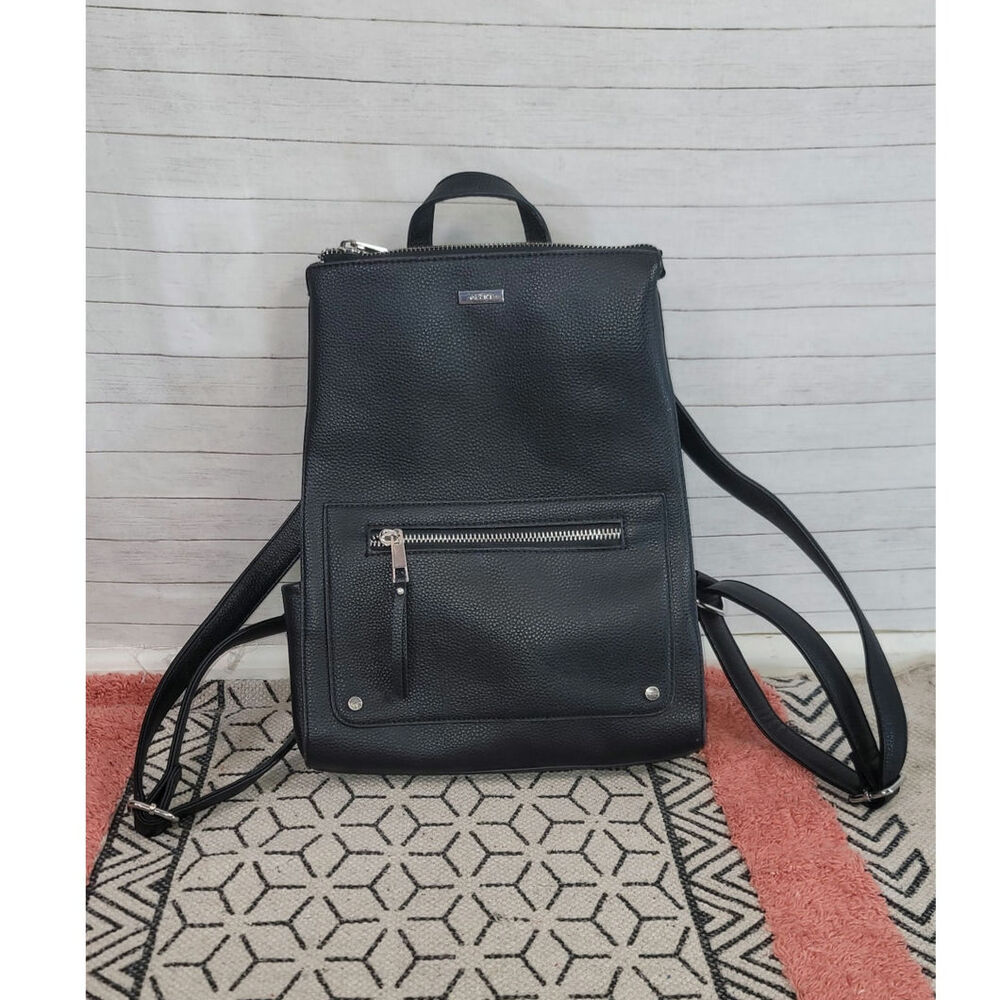 ALDO SQUARE TALL MINI BACK PACK IN FAUX BLACK LEATHER